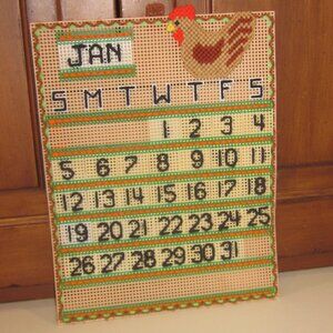 Vintage Plastic Canvas Calendar Perpetual Needlepoint